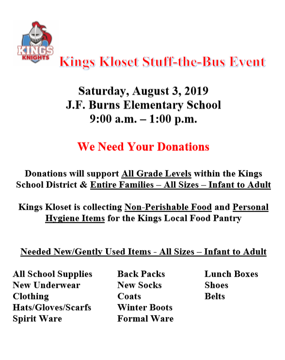 Kings Kloset stuff the bus event flyer